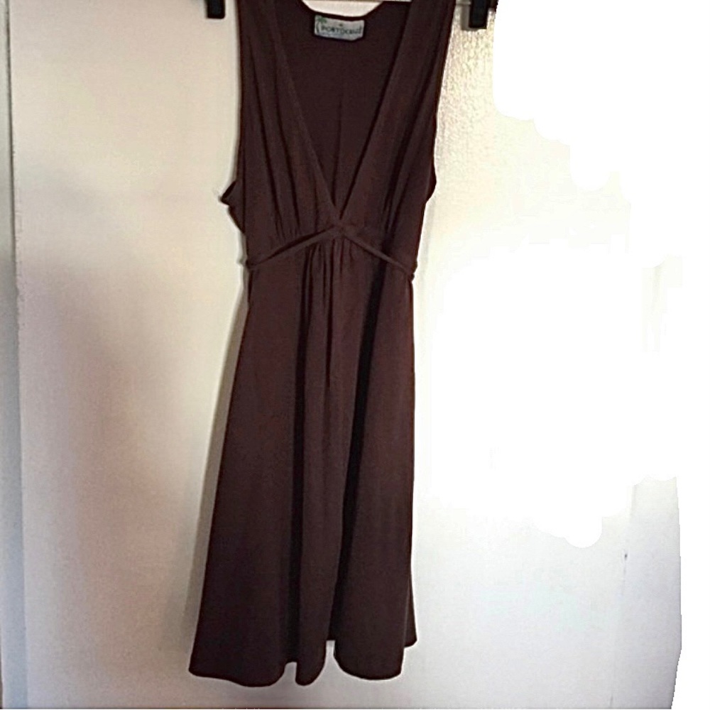 Brown Cotton v-neck tank dress